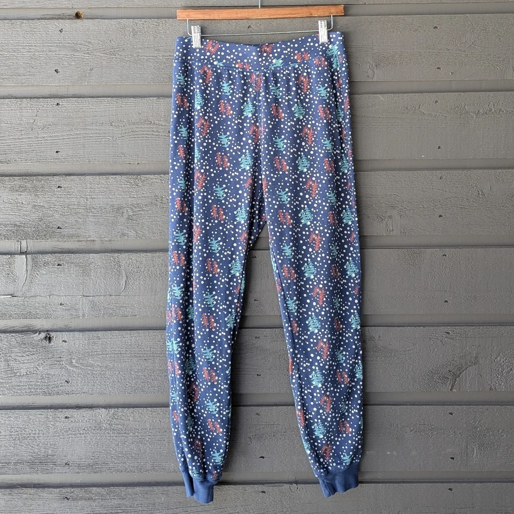 Pact Hibernation Navy Blue Snowy Trees Pajama Set Size Medium